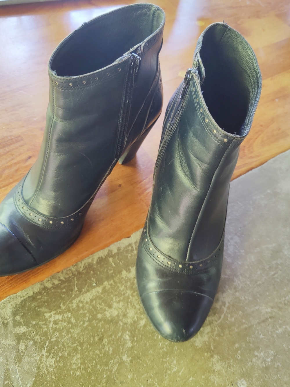 Camper Navy Leather Ankle Boots Spectator Wing Tip 39 8.5